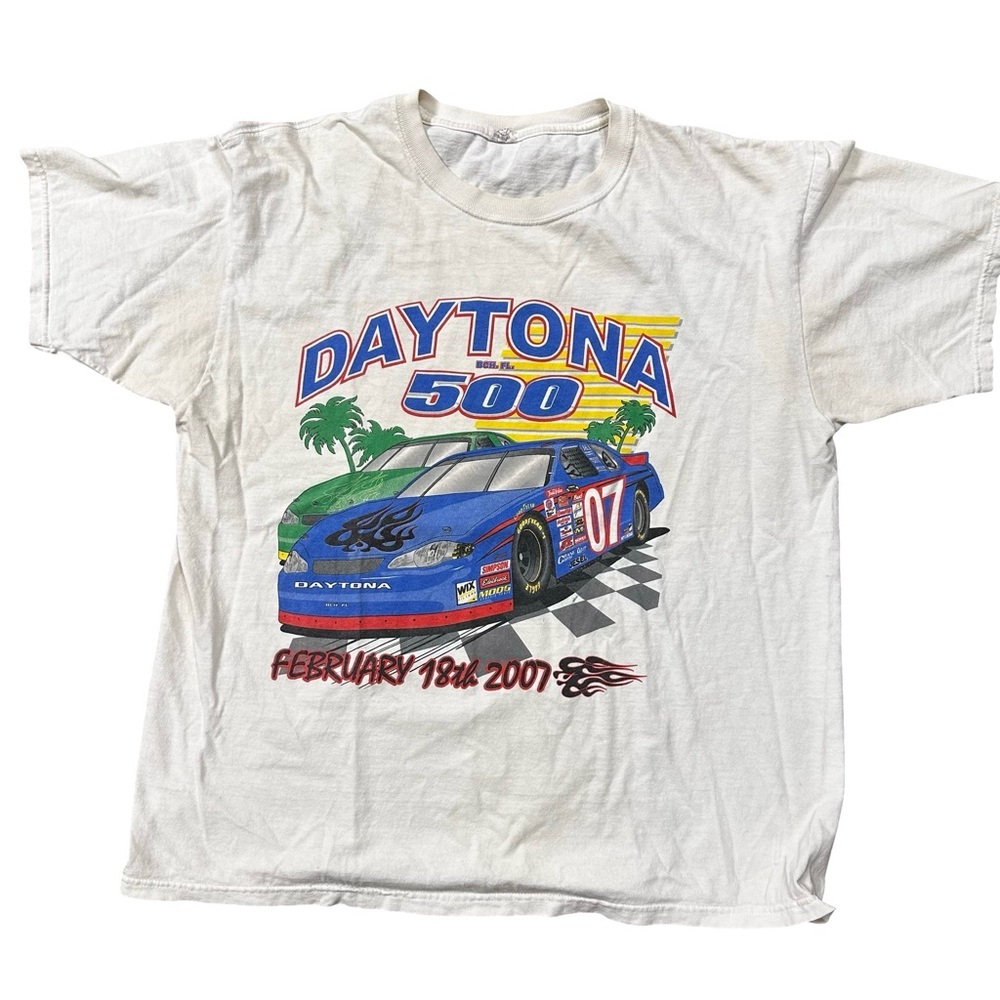 VTG Daytona 500 2007 NASCAR T-Shirt Anvil Tag Double Sided Racing Tee XL